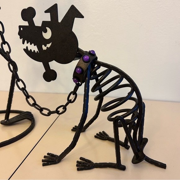 Vintage PartyLite Halloween Skeleton Mr. Bones Sticks Dog Votive Holders - Picture 2 of 11